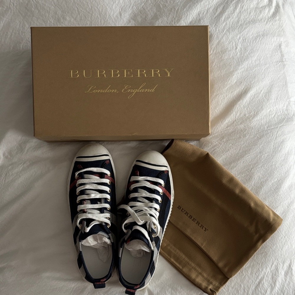 Burberry Dark Blue and White Sneakers